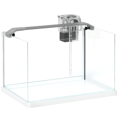 Acvariu pentru Pești Roșii din Sticlă cu Lumini LED, 38x26x27 cm, Alb