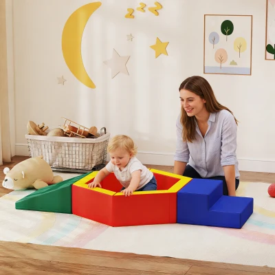 AIYAPLAY Juego de Bloques de Espuma para Niños Bloques de Psicomotricidad de Suave PU Set de Escalada para Escalar Multicolor