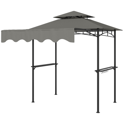 Outsunny Pavillon Barbecue 242x149 cm Toit Double Gris