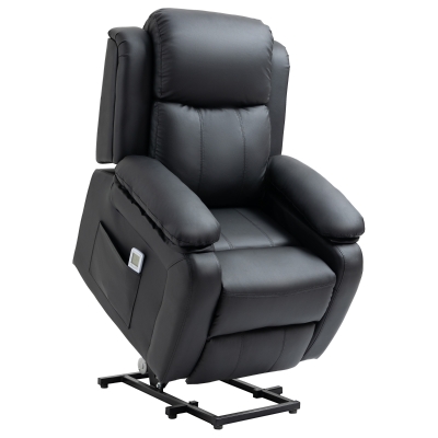 HOMCOM Electric Power Lift Recliner Chair Vibration Massage Sofa Lounge with Remote Control & Side Pocket, Black