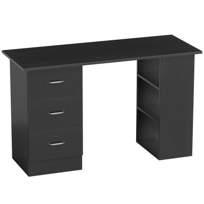 HOMCOM Computer Desk with Shelves & Drawers Black