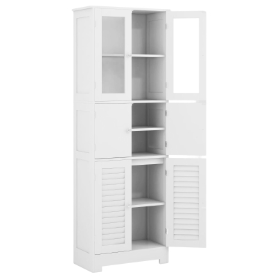 HOMCOM Armário Casa de Banho Coluna Casa de Banho com 6 Portas Prateleiras Ajustáveis Anti-tombo 60x30x170,5 cm Branco