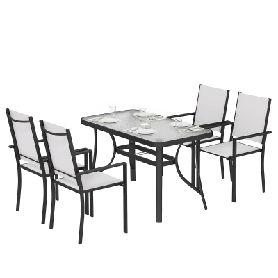 Outsunny Ensemble Table et Chaises Jardin 4 Places Gris Clair