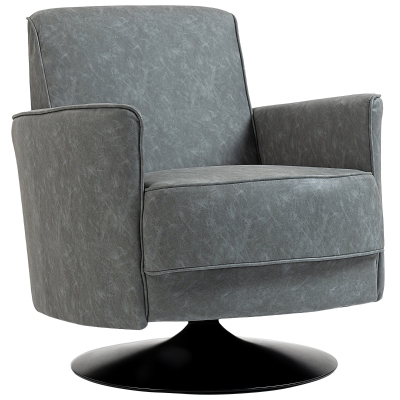 HOMCOM Swivel Upholstered Accent Chair Thick Padding Grey