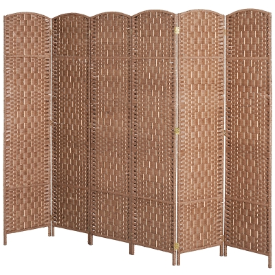 HOMCOM Paravent Bois Pliable 6 Panneaux 270x180cm Naturel