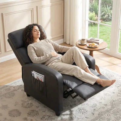 HOMCOM Fauteuil Relaxation Massage Inclinable Noir Synthétique