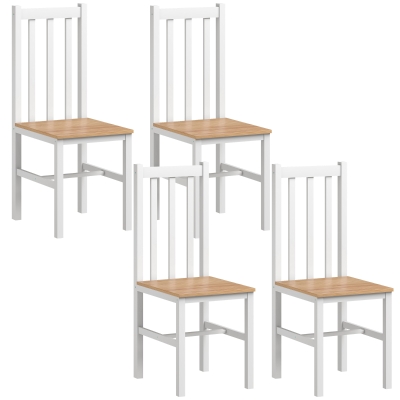 HOMCOM 4er-Set Küchenstühle Esszimmerstühle Stühle, Massivholz, modernes Design, 38, 5 cm x 47,5 cm x 99 cm, Natur