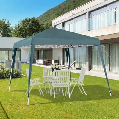 Outsunny Pop-up Folding Garden Gazebo Canopy 2.4 x 2.4 m Steel Polyester UV-Resistant with Carry Bag Dark Green
