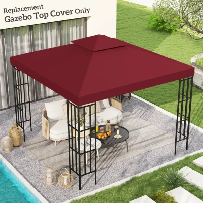 Outsunny Replacement Roof for Garden Pavilion Replacement Canopy for Pavilion Gazebo Tent 3 x 3 m Wine red