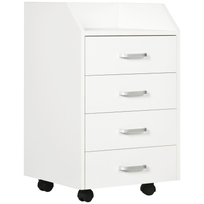 Vinsetto Office storage pedestal on wheels 4 sliding drawers MDF and particleboard dim. 40L x 36l x 65H cm white