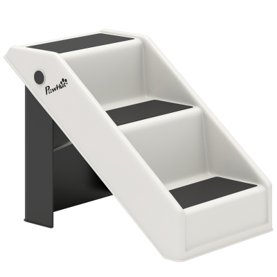 PawHut Folding Dog Stairs Non-Slip Plastic Cream 53x30.5cm