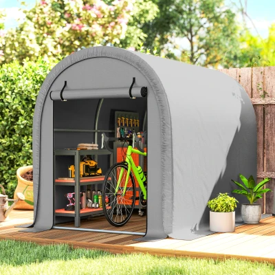 Outsunny Portable Bike Tent Waterproof Steel Light Grey