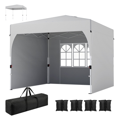 Outsunny Tonnelle Pliante 3x3m UV50+ Réglable avec Parois Crème