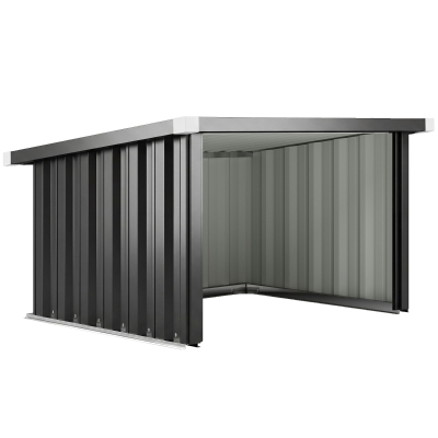 Outsunny Wiata dla robota koszącego stalowa 108 x 86 x 62,5 cm Garaż z dachem skośnym i osłoną krawędzi