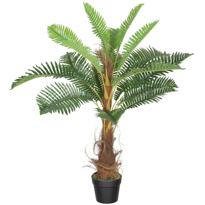 HOMCOM Palmier Artificiel 100cm 21 Feuilles avec Pot Vert