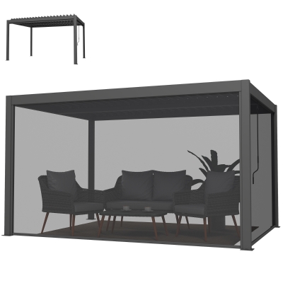 Outsunny Pergola Bioclimatique 4x3m Aluminium Lames Gris