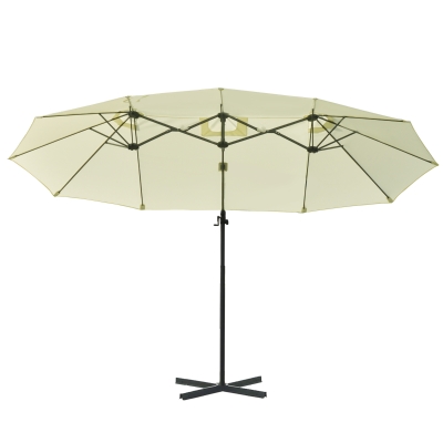 Outsunny Parasol Déporté XXL Inclinable Beige Acier