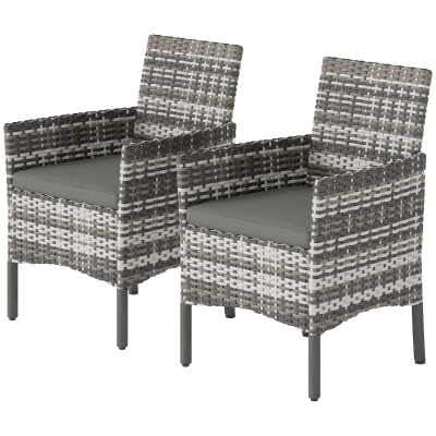 Outsunny Set 2 Chaises Extérieur Rotin avec Coussins
