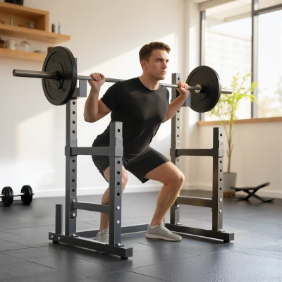 SPORTNOW Adjustable Squat Rack with Plate Holders 300kg Load