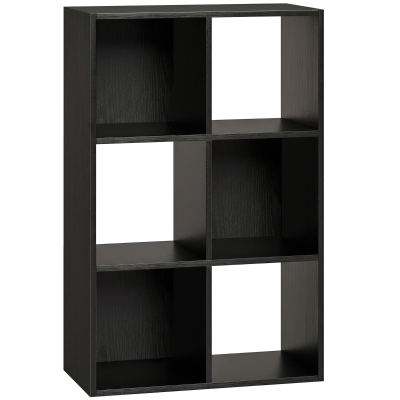 HOMCOM Industrial Style Storage Shelf, Bookcase, Bookshelf with 6 Compartments, Freestanding Shelving Unit for Living Room