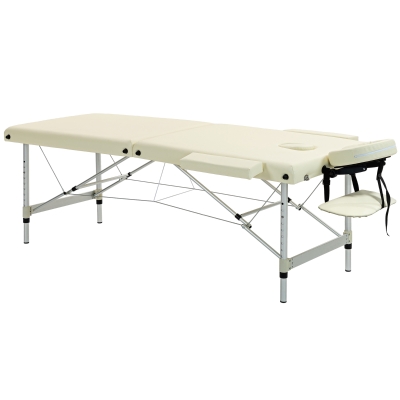 HOMCOM Table de Massage Pliable Portable Crème 210x90cm