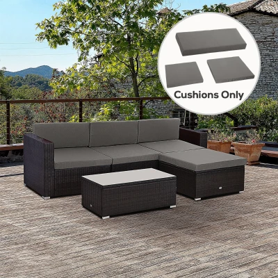 Outsunny 7-Piece Cushion Pad Set for Rattan Furniture Grey
