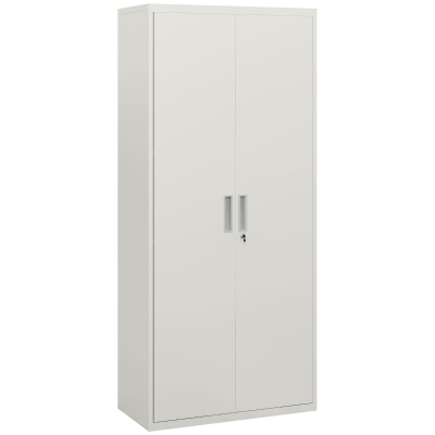 HOMCOM Aktenschrank, Büroschrank, 5 Regale, Metall, 80B x 40T x 180H cm, Weiß