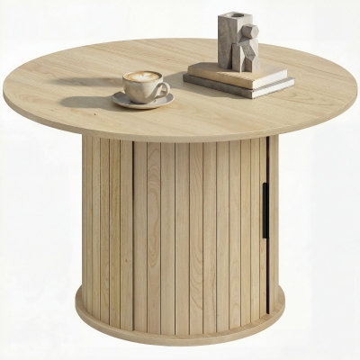 HOMCOM Table Basse Ronde Effet Bois avec Rangement et Étagères