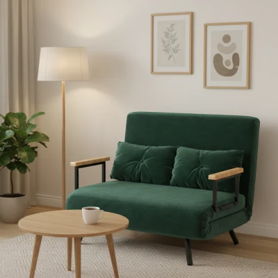 HOMCOM Canapé Convertible 2 Places Vert avec Dossier Réglable