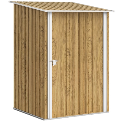 Outsunny Abrigo de Jardim Metálica 0,92 m² 100x103x160 cm com 1 Porta e Fecho para Armazenamento de Ferramentas Castanho Claro