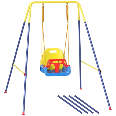 AIYAPLAY 3-in-1 Toddler Swing Set Adjustable Seat Blue