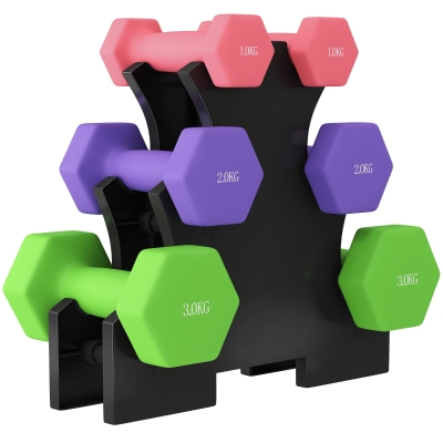SPORTNOW Hex Dumbbells Set with Rack for Strength Training