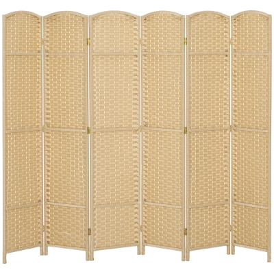 HOMCOM Paravent Bois 6 Panneaux Pliable 240x170cm Naturel