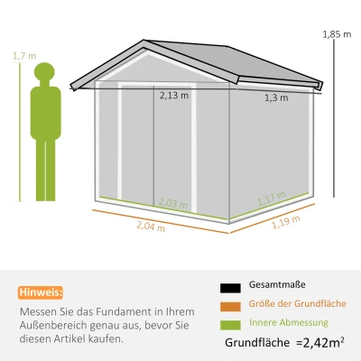 Outsunny Gereedschapsschuur tuinhuisje opbergruimte voor gereedschappen tuinkast gereedschapskast metaal