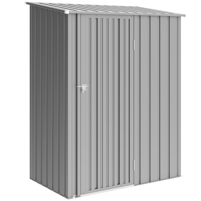 Outsunny Metal Garden Storage Shed Sloped Roof Grey 5x3ft