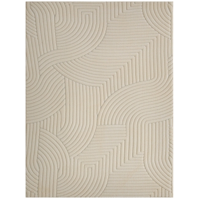 HOMCOM Alfombra Salón 160x120 cm Pelo Corto Estilo Moderno Base Antideslizante Tejida a Máquina Crema