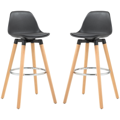 HOMCOM Lot de 2 Tabourets de Bar avec Dossier Rembourrés Noir