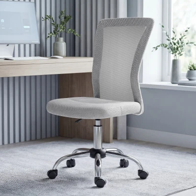 Vinsetto Office Chair, Armless Desk Chair, Adjustable Computer Swivel Chair with Rolling Wheels and Mesh Back for Home Work Study, Grey