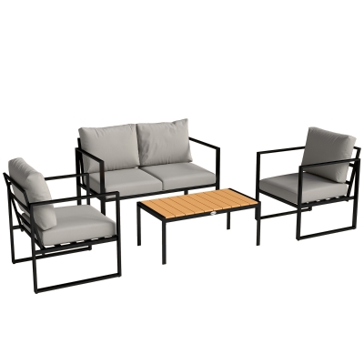 Outsunny 4 Piece Patio Furniture Set with Table, Outdoor Black