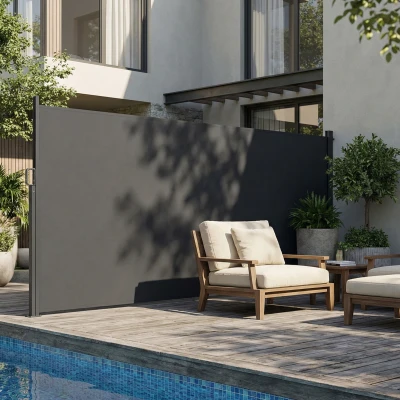 Outsunny Toldo lateral retrátil, proteção visual para áreas exteriores, resistente à água, UV 50+, 420 x 185 cm, Cinza escuro