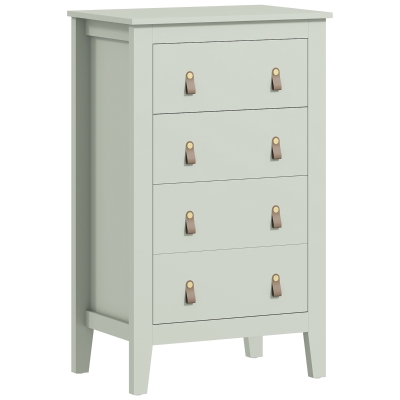 HOMCOM 4-Drawer Dresser Cabinet PU Leather Handles Green