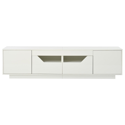 High-Gloss TV Entertainment Centre with App-Controlled LED Lighting, 180L x 40W x 45H cm, White
