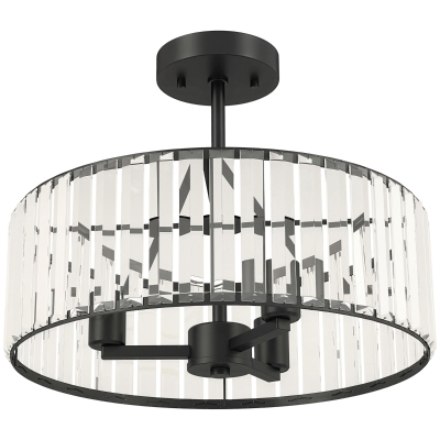HOMCOM Crystal Chandelier Semi Flush Mount 3-Light E14