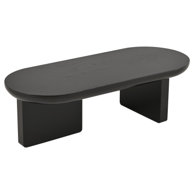Oval Centre Coffee Table with Double Square Legs and Felt Feet, 119.5L x 50W x 35.5H cm, Black