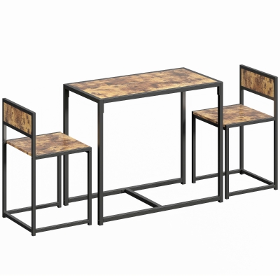 HOMCOM 3-Piece Table Stool Set Rustic Brown