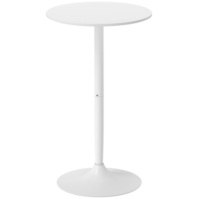 HOMCOM Mesa Alta de Bar Redonda Mesa de Cocina Moderna con Encimera Laminada y Marco de Acero para 2 Personas Ø60x102 cm Blanco