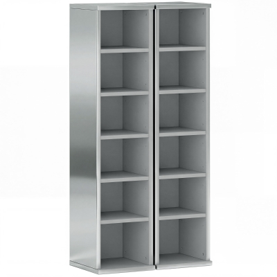 HOMCOM Set of 2 CD Tower Rack Adjustable Shelves Grey