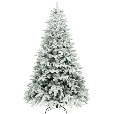 HOMCOM 7ft Flocked Christmas Tree with Metal Stand