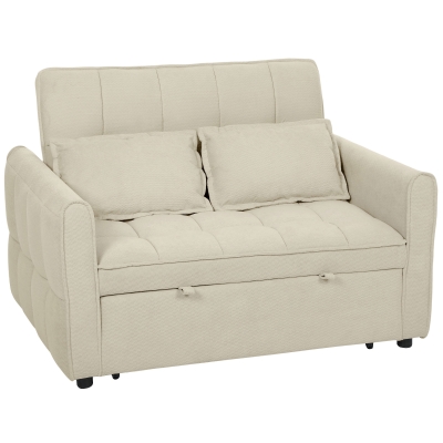 HOMCOM 2-Seater Convertible Sofa Bed Light Brown