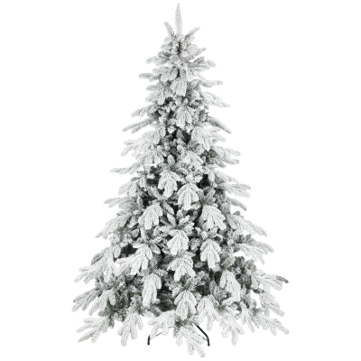 HOMCOM 7ft Flocked Christmas Tree Hinged Dense Tips